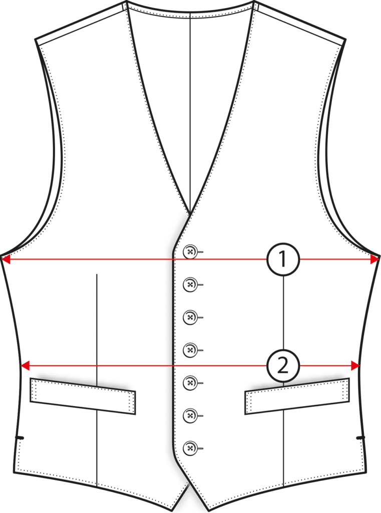 size chart vest front
