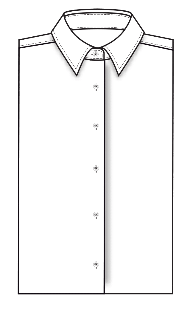 01 Plain Womens Shirt Front Style Diagram
