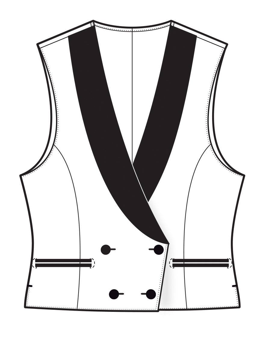 02 4x2 DB Shawl Lapel Womens Vest front