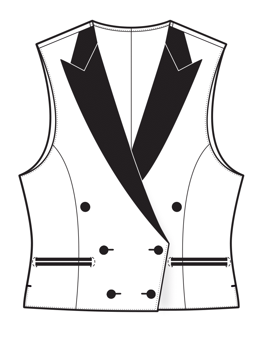 03 6x2 DB Peak Lapel Womens Vest front