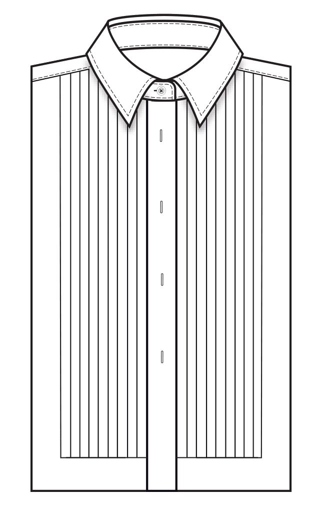 05 0.5 Pleats with Studholes Womens Shirt Front Style Diagram