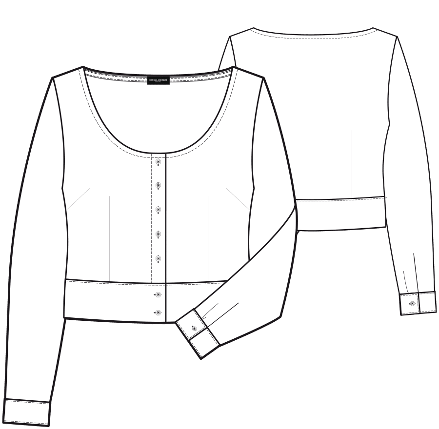 06 Scoop Neck Button Down Collar Womens shirt front