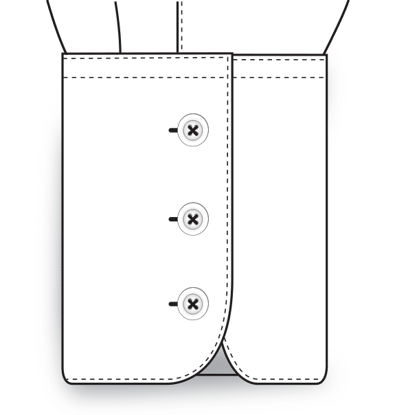 09 3 Button Rounded Womens Shirt Cuff Style Diagram