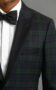 (product) Black Watch Tartan One-Button Wool MTM Dinner Jacket, lapel detail
