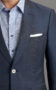 (product) Medium Blue Wool Linen MTM Suit, lapel detail