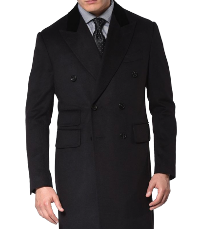 (product) Black Pure Cashmere Double-breasted Overcoat