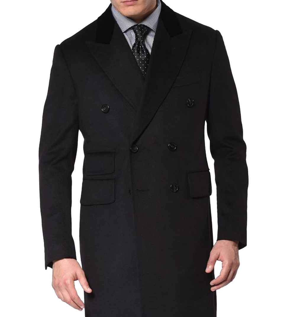 (product) Black Pure Cashmere Double-breasted Overcoat