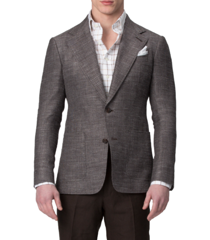 (product) Brown Textured Hopsack Bespoke Sport Coat