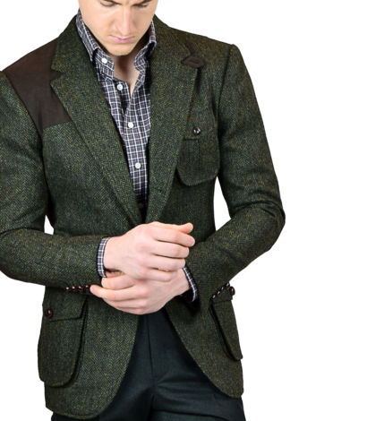 Dark Olive Herringbone Bespoke Sport Coat