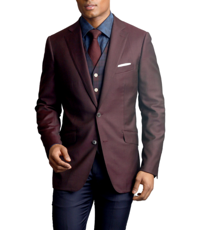 Maroon Sharkskin, two-button wool, made-to-measure Sport Coat