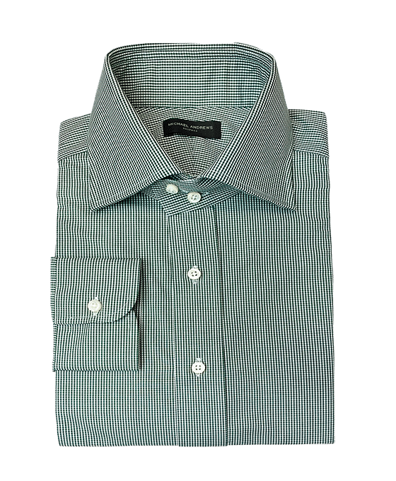 (product) Green Check Easy Care Poplin Dress Shirt