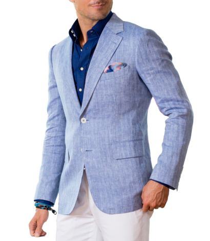 Blue and White Herringbone Sport Coat