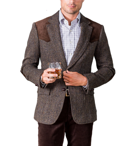 (product) Brown Herringbone Western Jacket