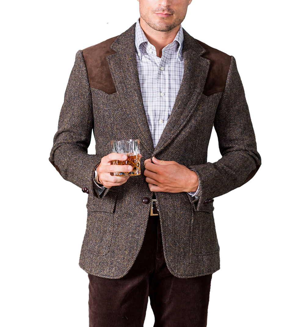 (product) Brown Herringbone Western Jacket