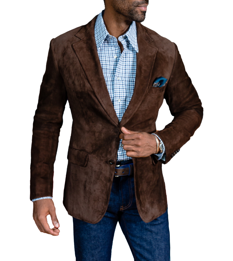 (product) Dark Brown Lamb Suede Sport Coat