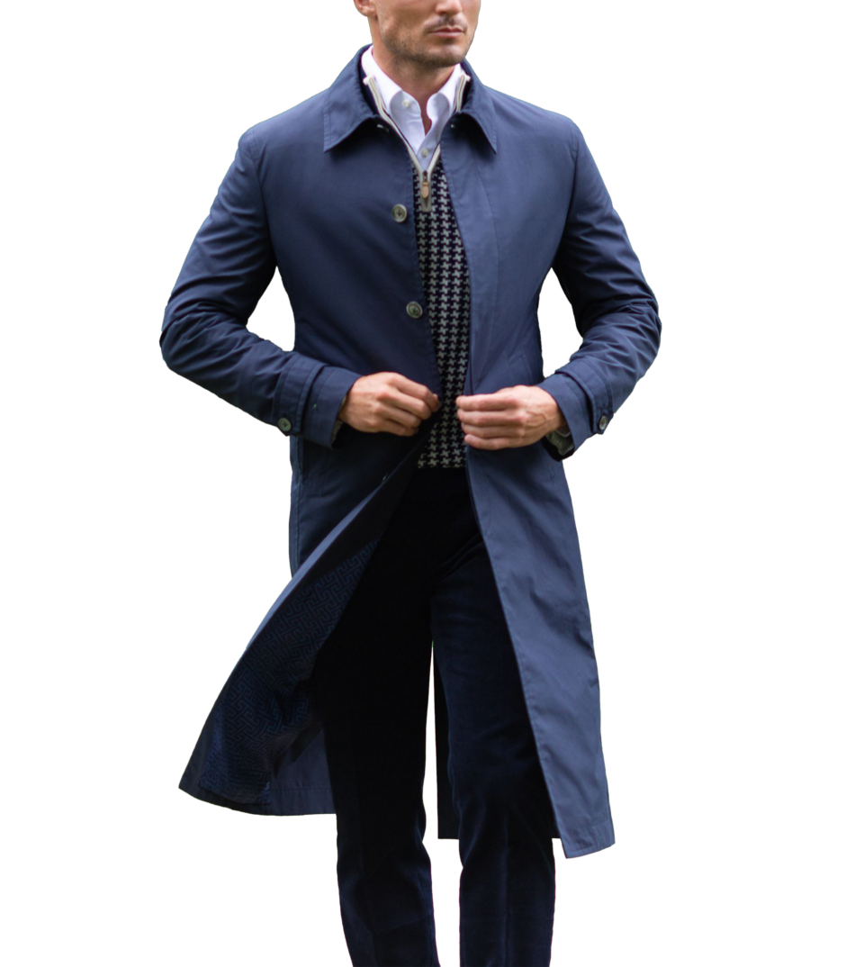 (product) Navy Solid Cotton Macintosh