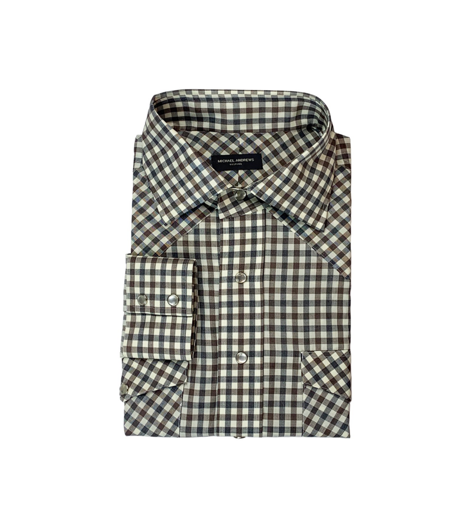 (product) Med Indigo Lightweight Denim Western Shirt