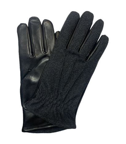 Black Wool Lambskin Gloves