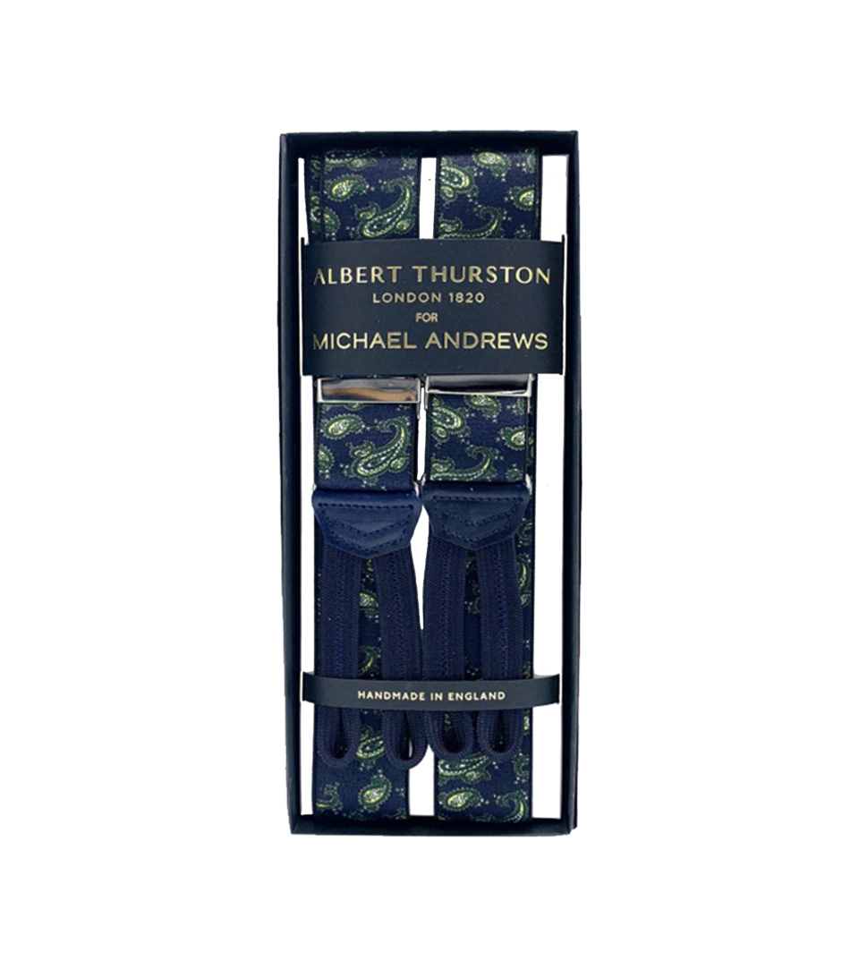 (product) Blue Paisley Stretch Suspenders