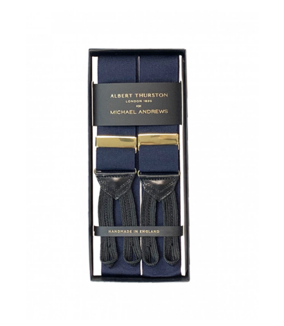 Albert Thurston Midnight Solid Suspenders with Gold Hardware