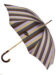 (product) Solid Chestnut Striped Umbrella with Knob End, Open view