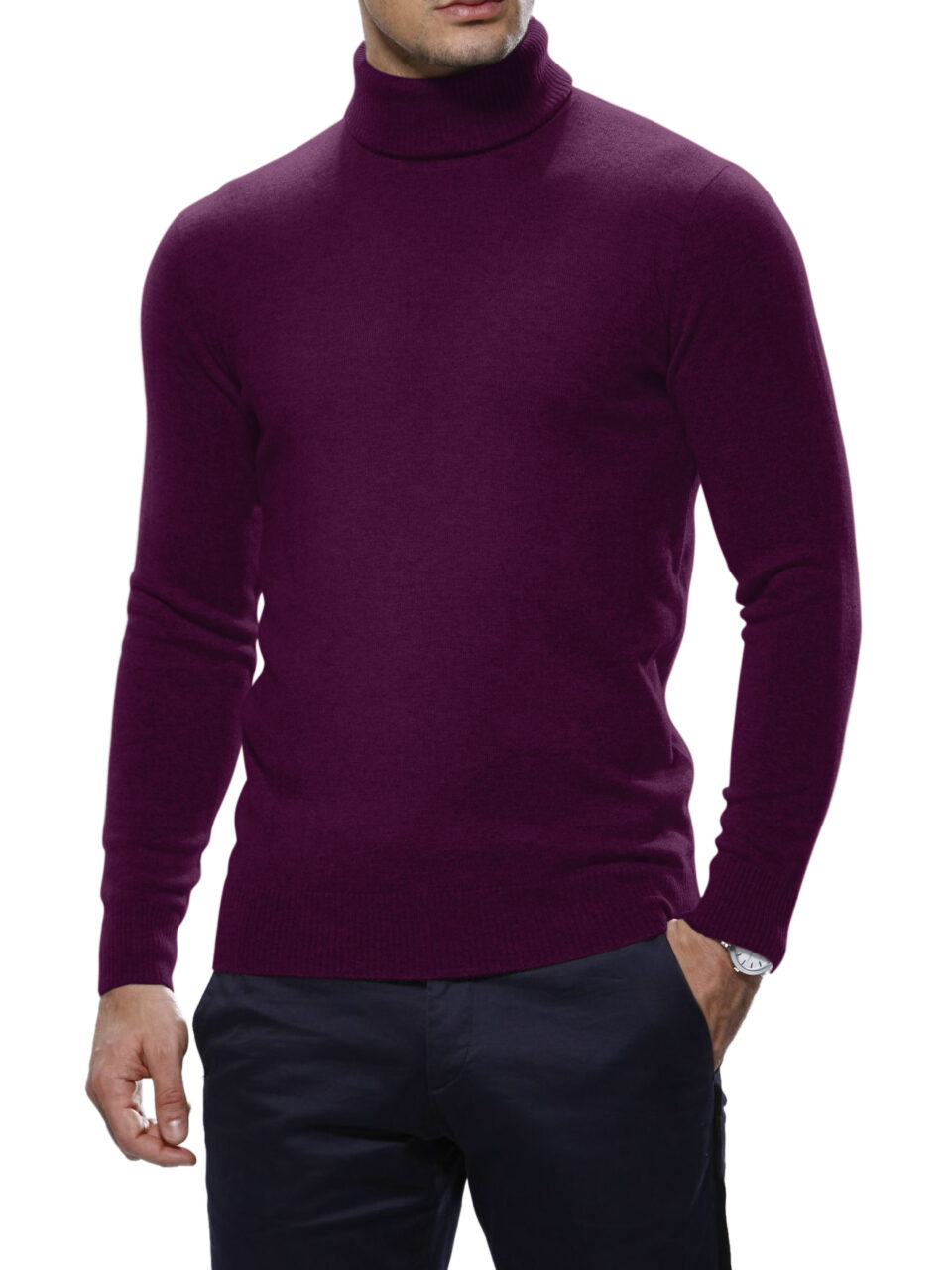 (product) Light Purple Merino Wool Turtle Neck Sweater