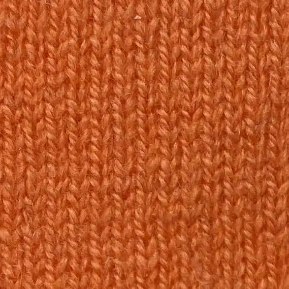(product) Orange Cashmere V-Neck Sweater, close-up texture detail