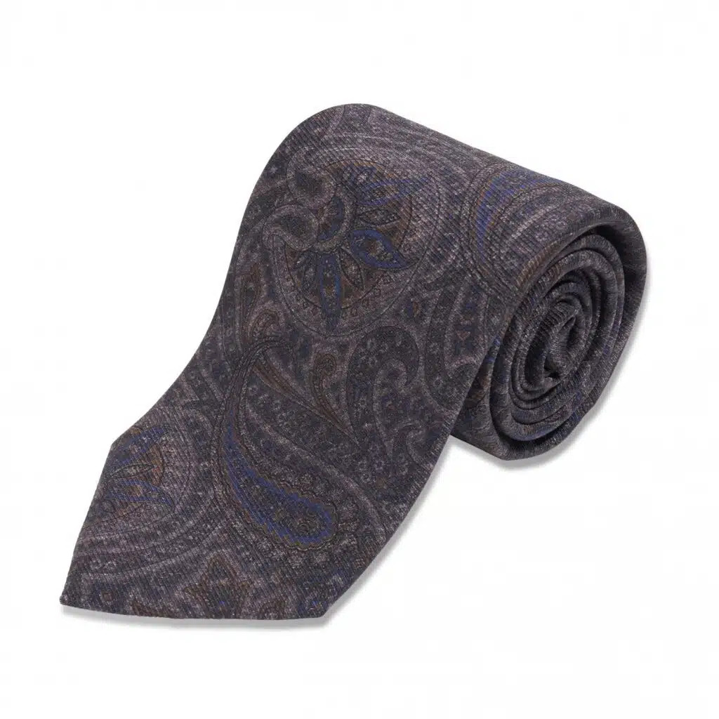 Slate Grey Durlston Paisley Silk/Wool Tie