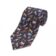 (product) Navy with Tan & White Monkeys Silk Necktie, Rolled
