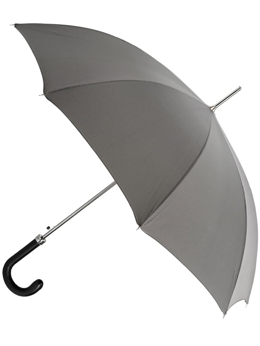 (product) Grey Umbrella with Leather Handle, Open view