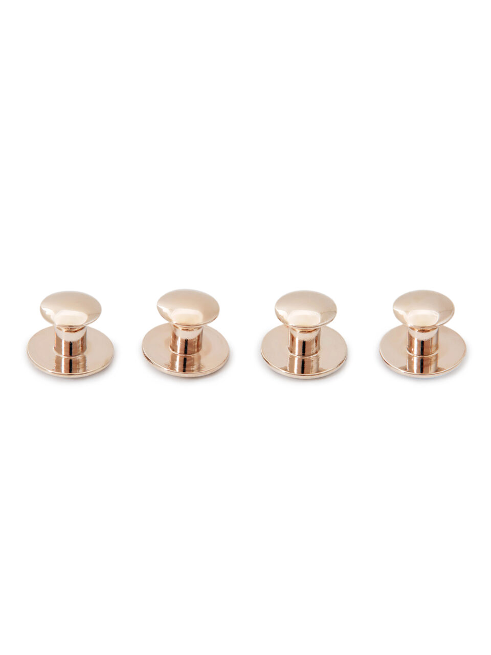 (product) Round Rose Gold Tuxedo Studs