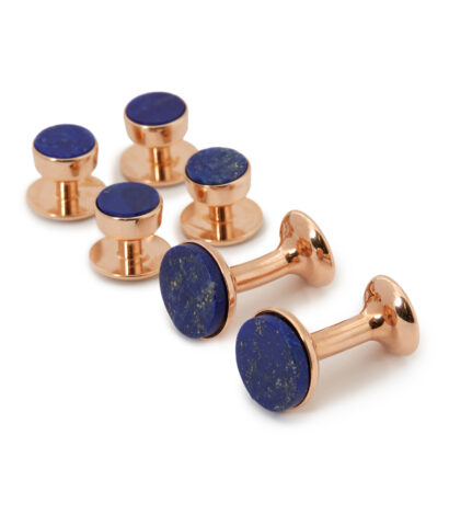 (product) Lapis Lazuli Stud and Cufflink Set (Rose Gold)
