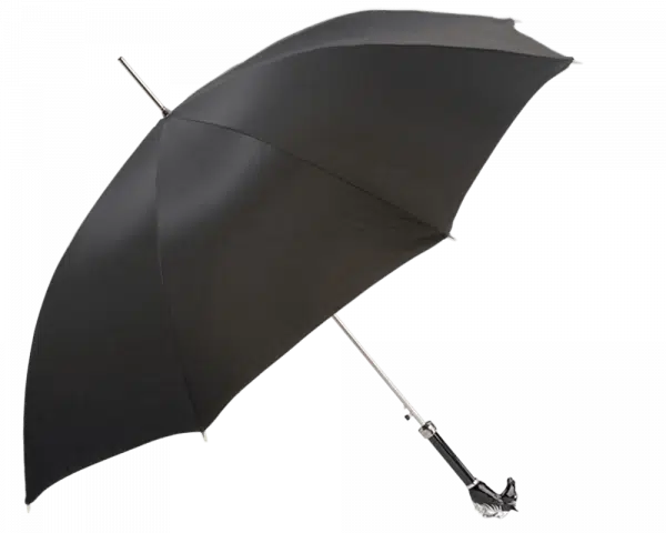 (product) Black Horse Head Umbrella, Open view