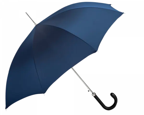 (product) Blue Umbrella with Leather Handle, Open view