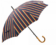 (product) Large Striped Umbrella With Chestnut Handle, Open view