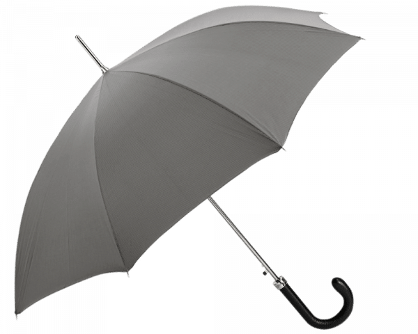 (product) Grey Umbrella with Leather Handle, Open view