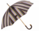 (product) Solid Chestnut Striped Umbrella with Knob End, Open view