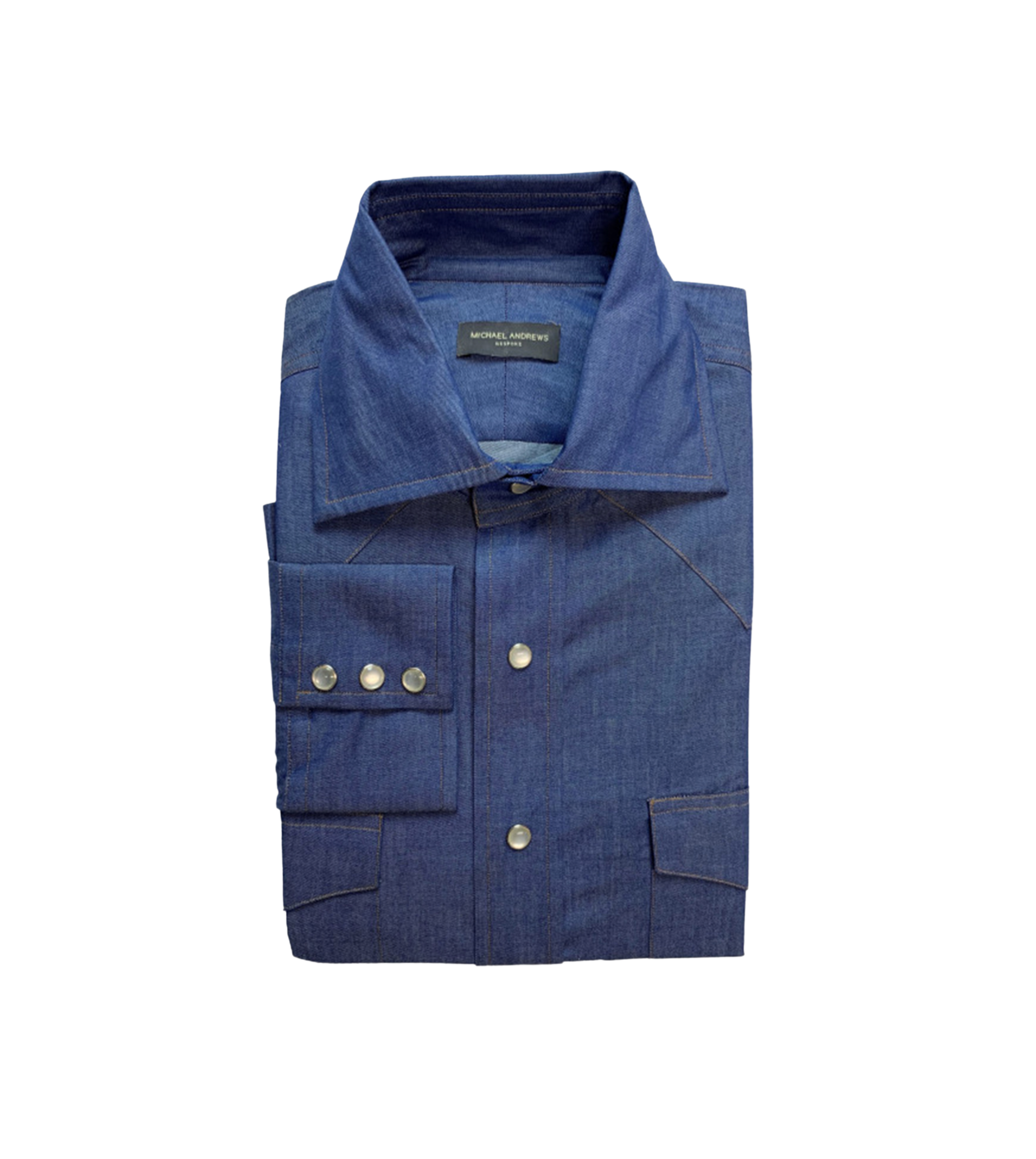 Michael Andrews Bespoke | Blue Lightweight Denim Western Shirt