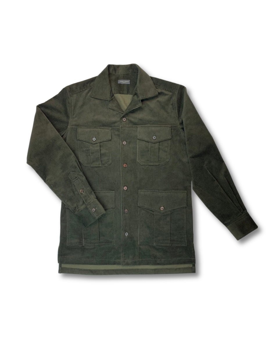 Custom Olive Green Corduroy Overshirt