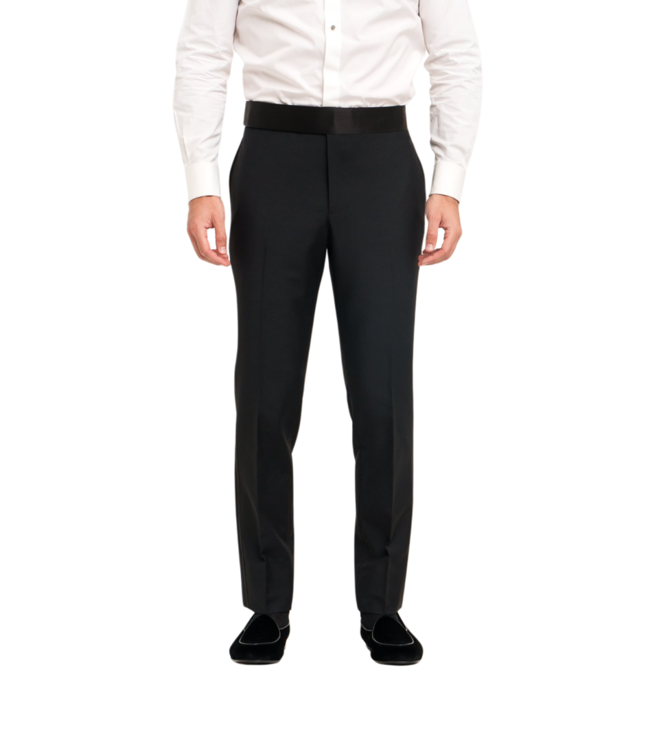 MAB Black Wool Tuxedo Pant In-Stock