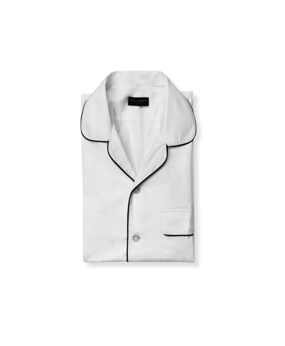 Michael Andrews White Short Sleeve Pajama Style Shirt