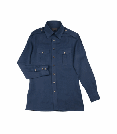 Navy Linen Field Shirt - custom suits nyc bespoke tailor midtown, noho