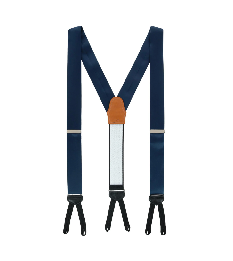 (product) Sutton Formal Navy Silk Suspenders