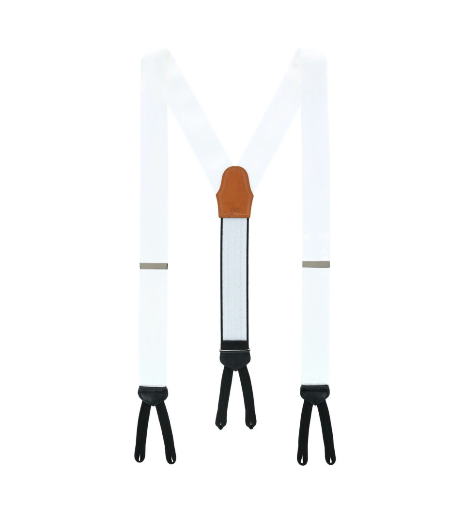 (product) Sutton Formal White Silk Suspenders