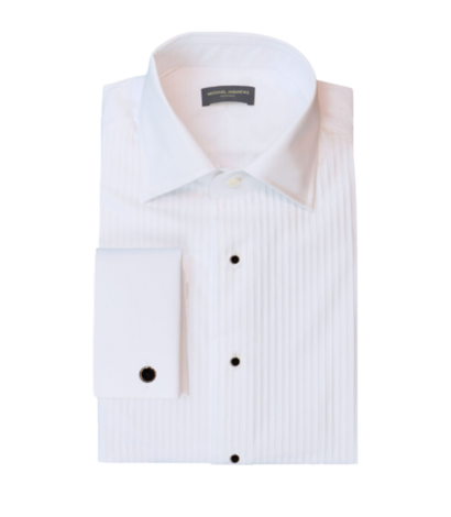 (product) White Plisse Bib Front Tux Shirt
