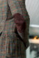 (product) Green With Multicoloured Overchecks Shooting Jacket, close-up view of suede elbow patch