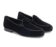 (product) Black Velvet Belgian Slipper, Side view of the pair