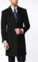 (product) Midnight Blue Overcoat, modeled front view with buttoned detail