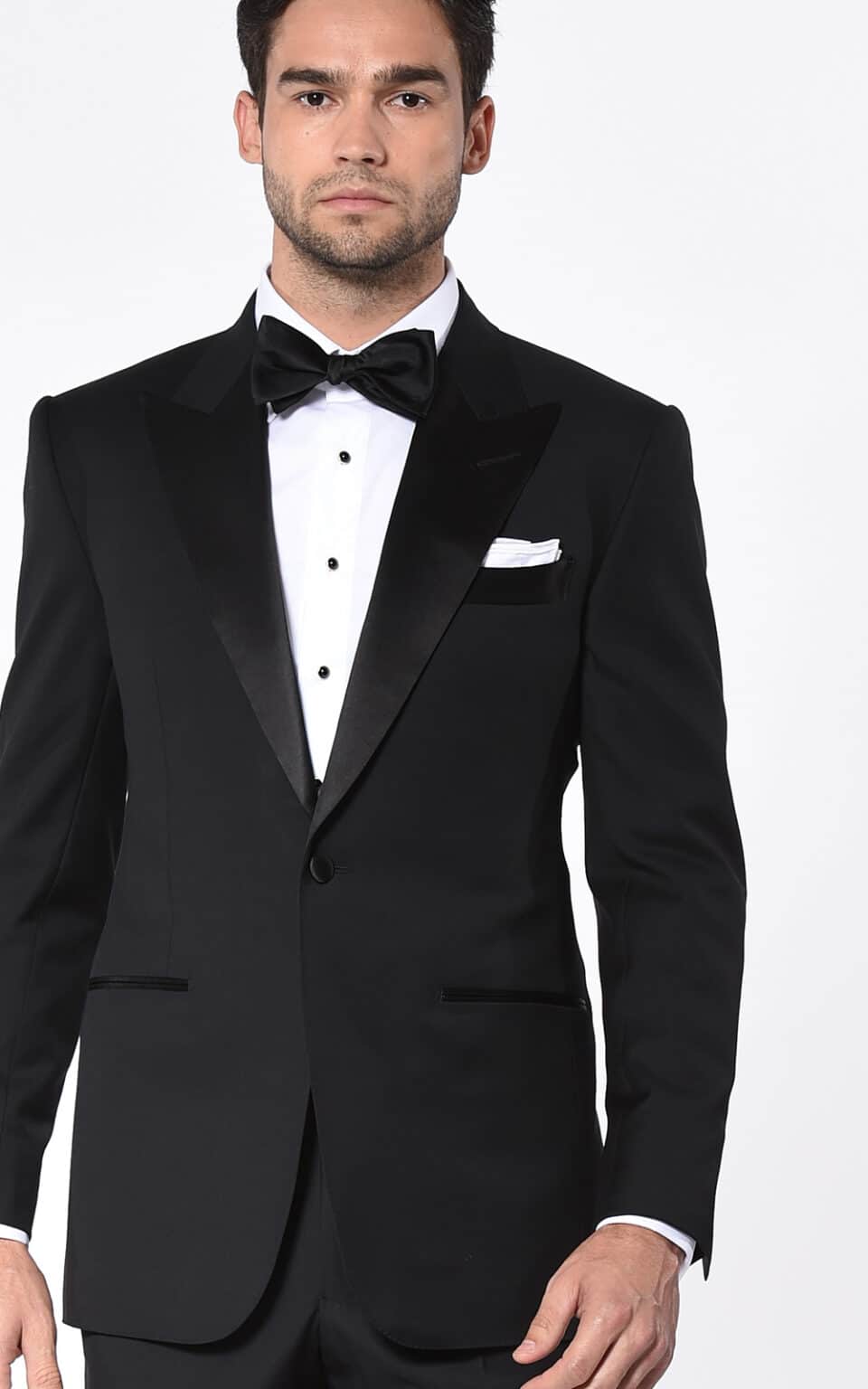 (product) Black Classic Satin Bespoke Tuxedo