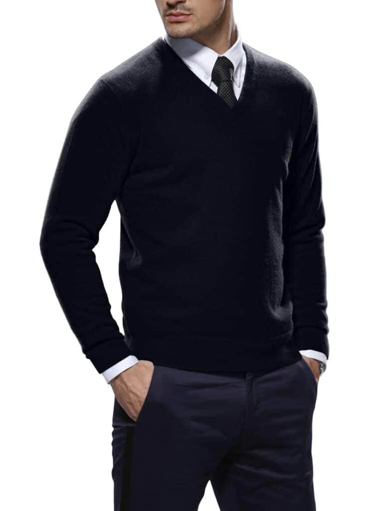 Michael Andrews Bespoke | Black Cashmere V-Neck Sweater